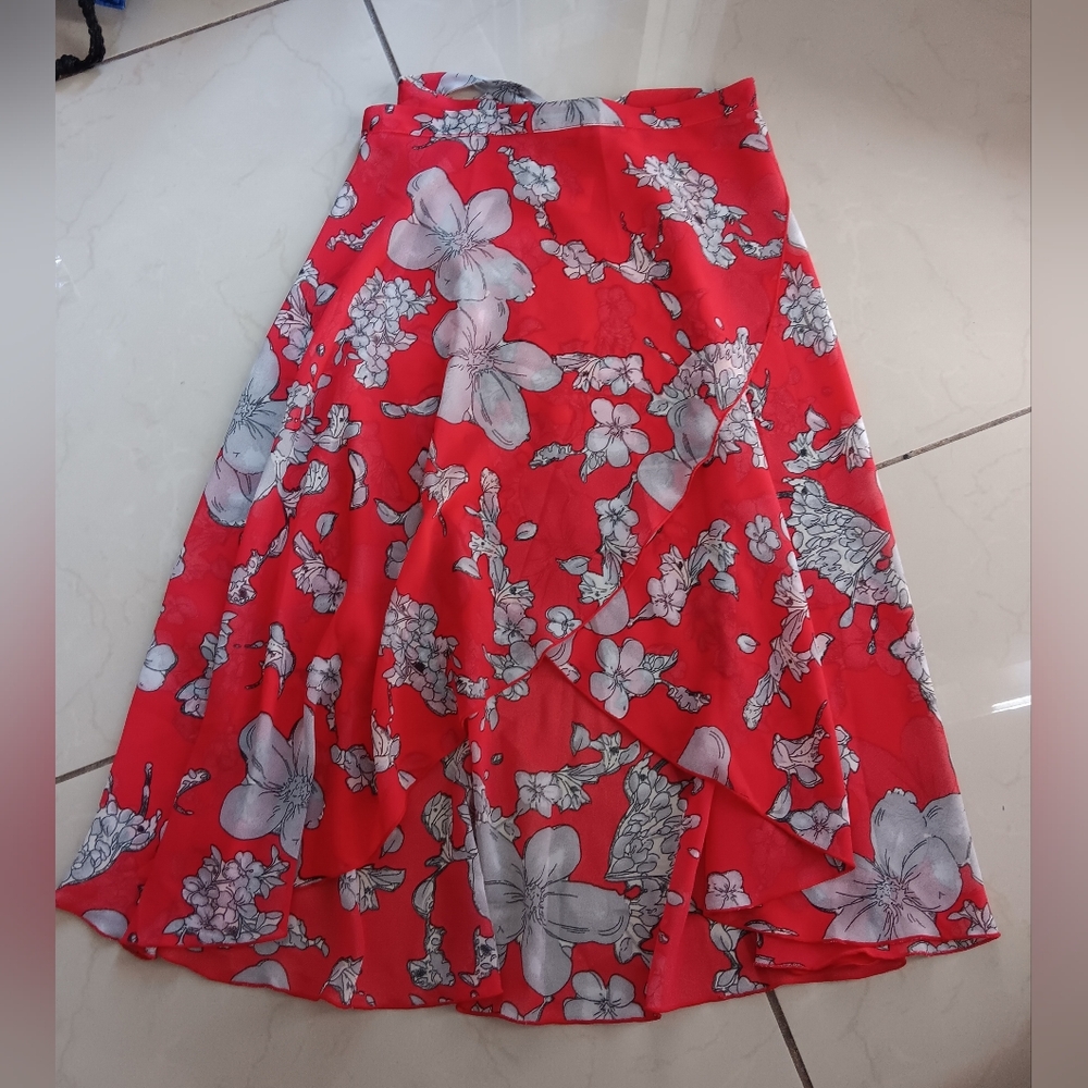 Baiwu floral high-low ballet wrap skirt